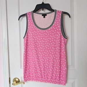 Talbots small sleeveless top pink and white polka dots